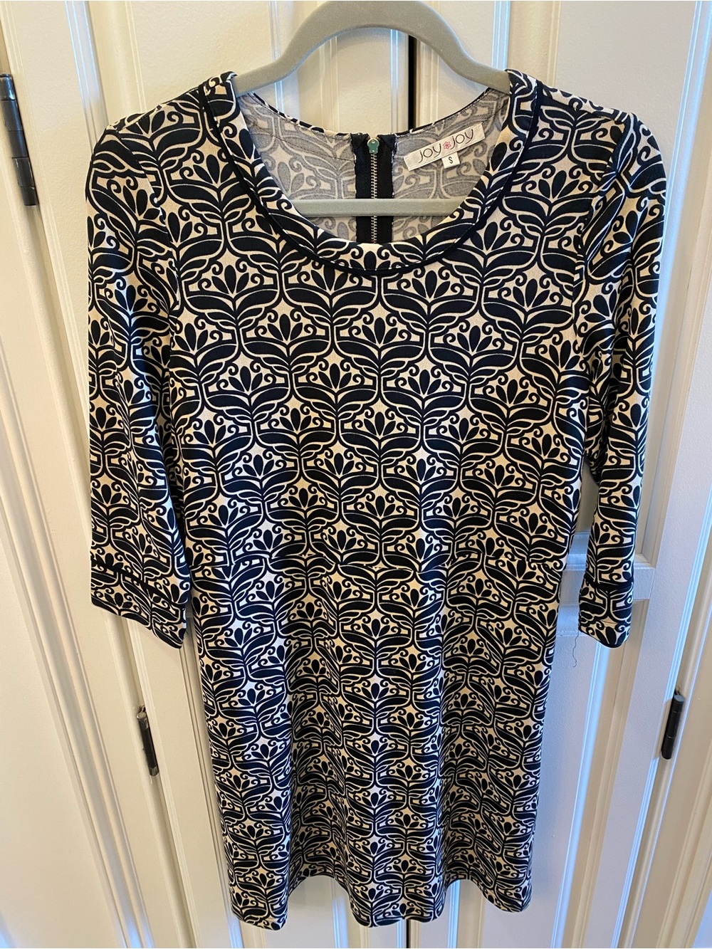 Joy Joy Black and Cream Patterned Dress